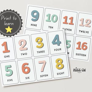 English Number Flashcards 1-20 | Printable Counting Cards for Kids | Early Learning & Preschool Numeracy
