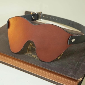 Leather Blindfold Eye Mask in Brown and Black