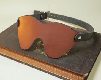 Leather Blindfold in Brown and Black