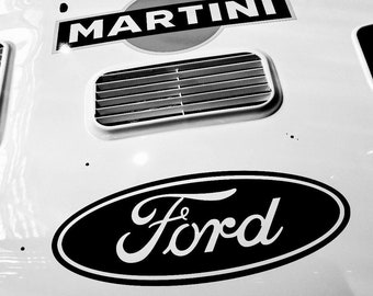 Framed Original Photograph, Ford Martini Livery Detail, National Motor Museum, Beaulieu, Hampshire.