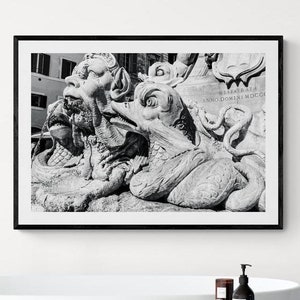 Framed Original Photograph, Giacomo della Porta Fountain, Rome, Italy.