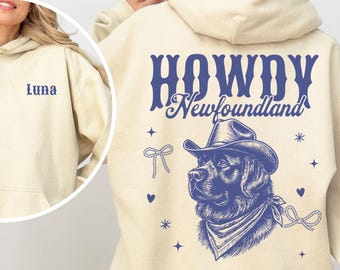 Personalized Newfoundland Dog Hoodie, Custom Newfoundland Sweatshirt, Newfie Lover Gift Newfie Mama Crewneck Christmas Gift for Newfie Mom
