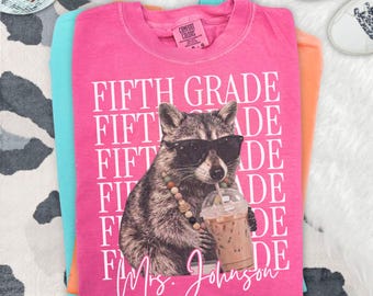 Personalized Fifth Grade Teacher Shirt, 5th Grade Team Tee, Custom Back To School T-Shirt, Comfort Colors Teacher Gift Matching Teacher Top