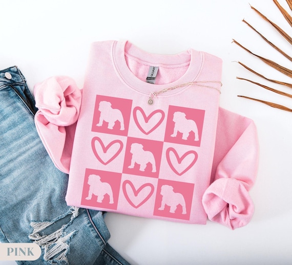 English Bulldog Valentine Sweatshirt, Personalized English Bulldog Sweatshirt, Dog Mom Gift, Dog Mom Crewneck, Bulldog Lover, gift mom hers