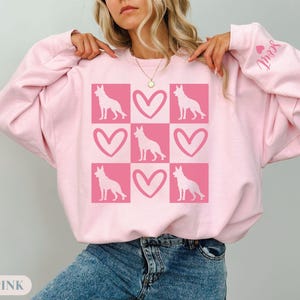 German Shepherd Sweatshirt, Valentine Sweatshirt, German Shepherd Owner, Dog Lover, German Shepherd Mom Sweater, Dog Mom Gift, gift mom hers Light Pink