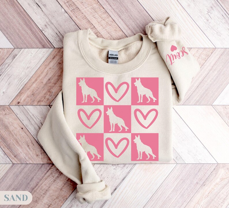 German Shepherd Sweatshirt, Valentine Sweatshirt, German Shepherd Owner, Dog Lover, German Shepherd Mom Sweater, Dog Mom Gift, gift mom hers Sand