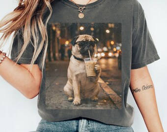 Pug Shirt, Coffee Lover Sweatshirt, Dog Meme T Shirt, Pug Lover Crewneck, Pug Mom Dad Gift, Dog Lover Sweater, Comfort Colors Dog Lover