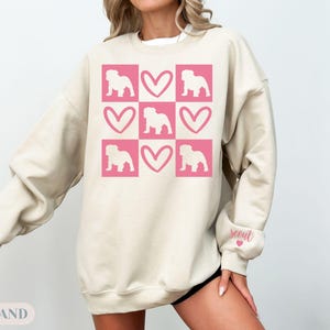 English Bulldog Valentine Sweatshirt, Personalized English Bulldog Sweatshirt, Dog Mom Gift, Dog Mom Crewneck, Bulldog Lover, gift mom hers image 4