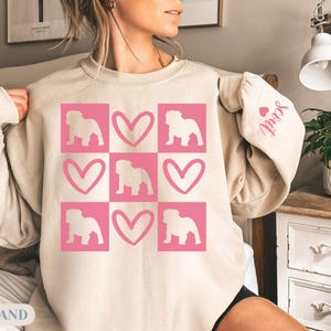 English Bulldog Valentine Sweatshirt, Personalized English Bulldog Sweatshirt, Dog Mom Gift, Dog Mom Crewneck, Bulldog Lover, gift mom hers image 7