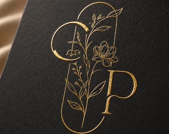 Logotipo/iniciales florales personalizados para bodas (SVG PNG PDF)