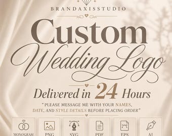 Custom Wedding Logo, Monogram Initials, Couple Crest Design (SVG PNG PDF)