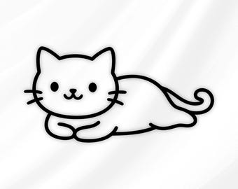 Diseño sencillo de gato en formato SVG y PNG para Cricut Silhouette.