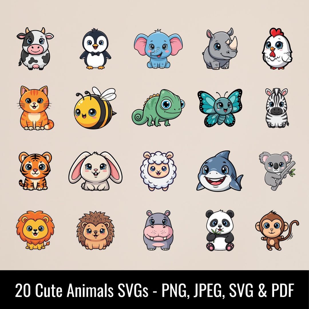 Baby Animal SVG Bundle – Zoo, Farm, Nursery Graphics (digital Download ...