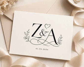 Custom Wedding Monogram Initials, Elegant Couple Crest, Bridal Emblem (SVG, PNG, PDF)