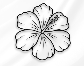Hibisco SVG Flor Tropical PNG / Diseño Vectorial Floral / Descarga Instantánea