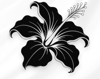 Flor de hibisco SVG PNG / Imágenes prediseñadas vectoriales florales tropicales / Descarga instantánea