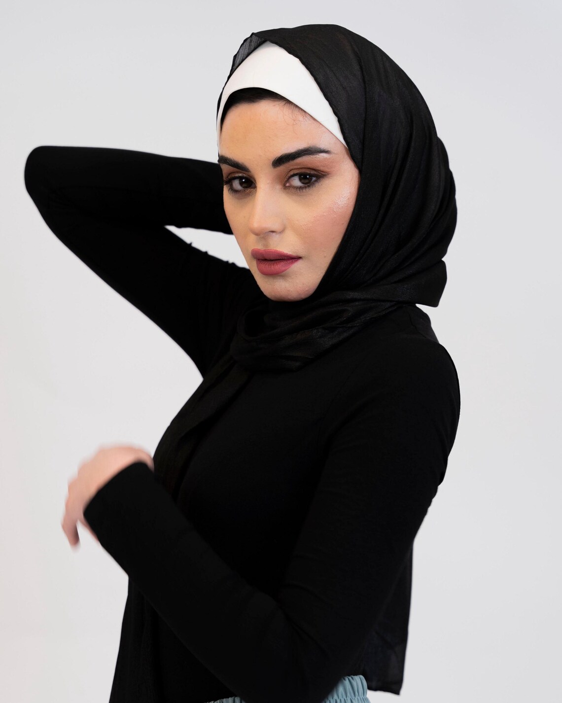 Elegant Champagne color shiny & silky cotton hijab main image 1