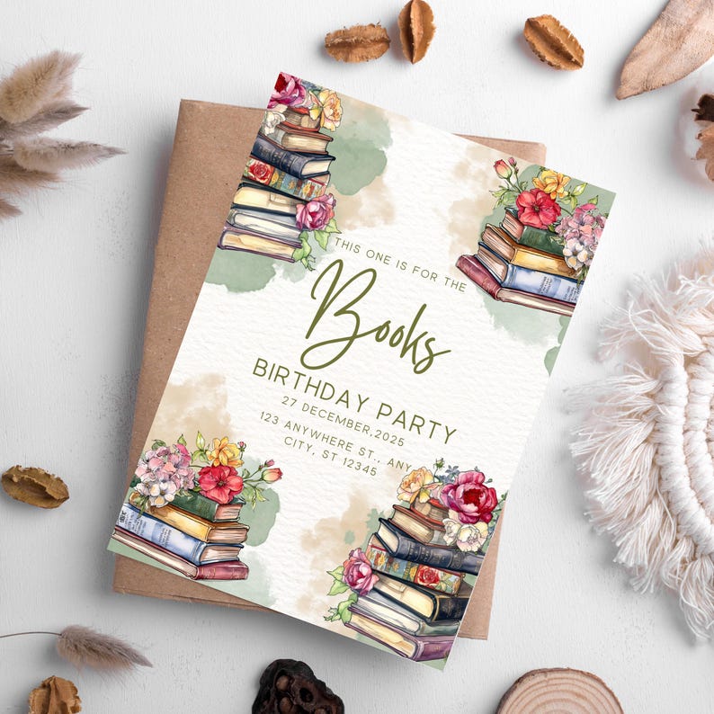 This One is for the Books Birthday Party Invitation | Editable in Canva ...