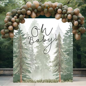 Sfondo per baby shower con tema "Bosco" / Tema "Animali della foresta" / Rustico / Invito per baby shower neutro / Download immediato
