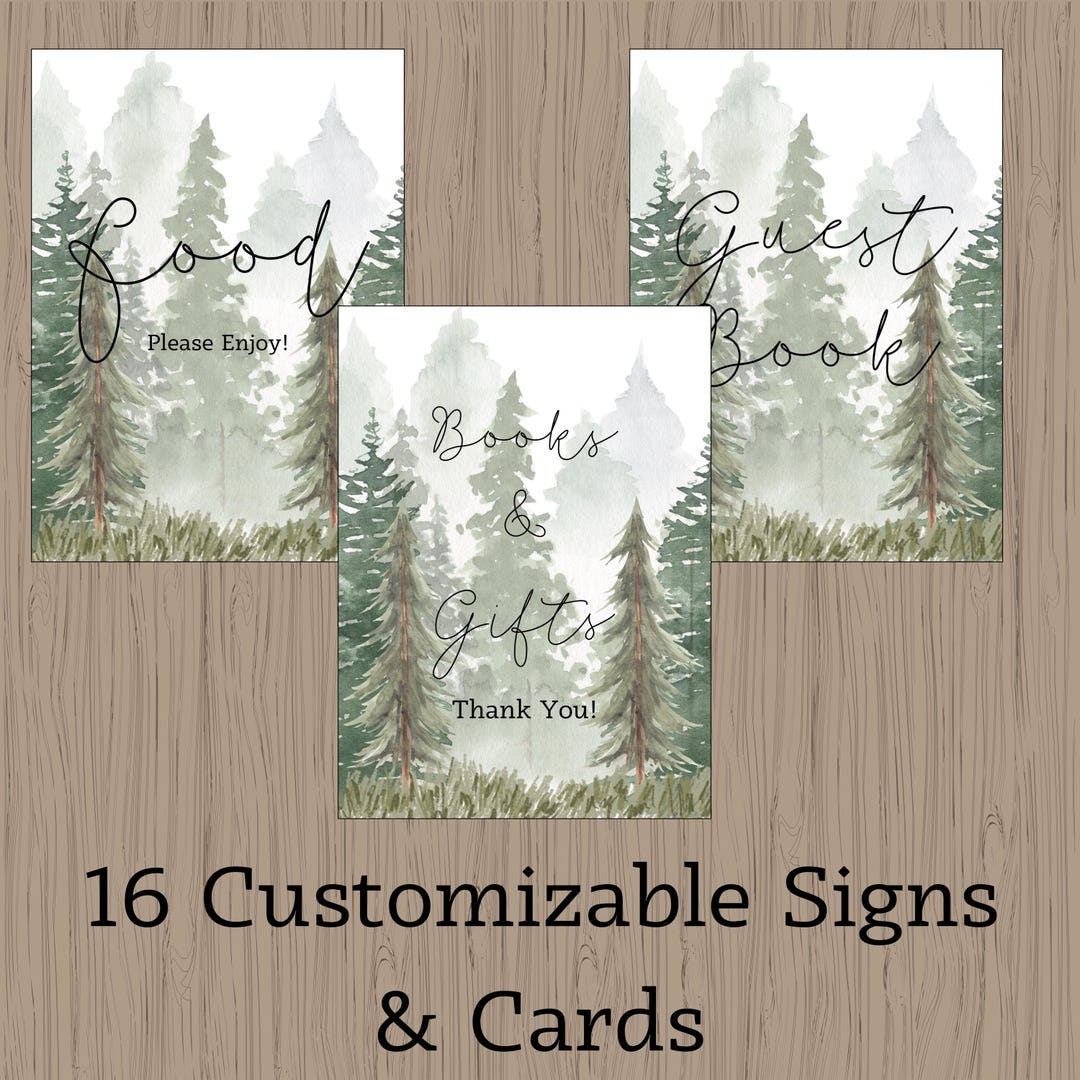 Woodland Baby Shower Sign Bundle | Rustic Forest Animals (instant ...