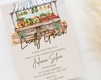 Rustic Farmers Market Baby Shower Invitation | Editable Template (Digital Download)