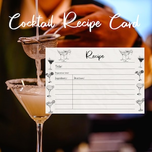 Scheda ricetta cocktail stampabile Modello ricetta drink modificabile