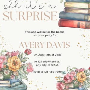 This One is for the Books Birthday Party Invitation | Editable in Canva ...
