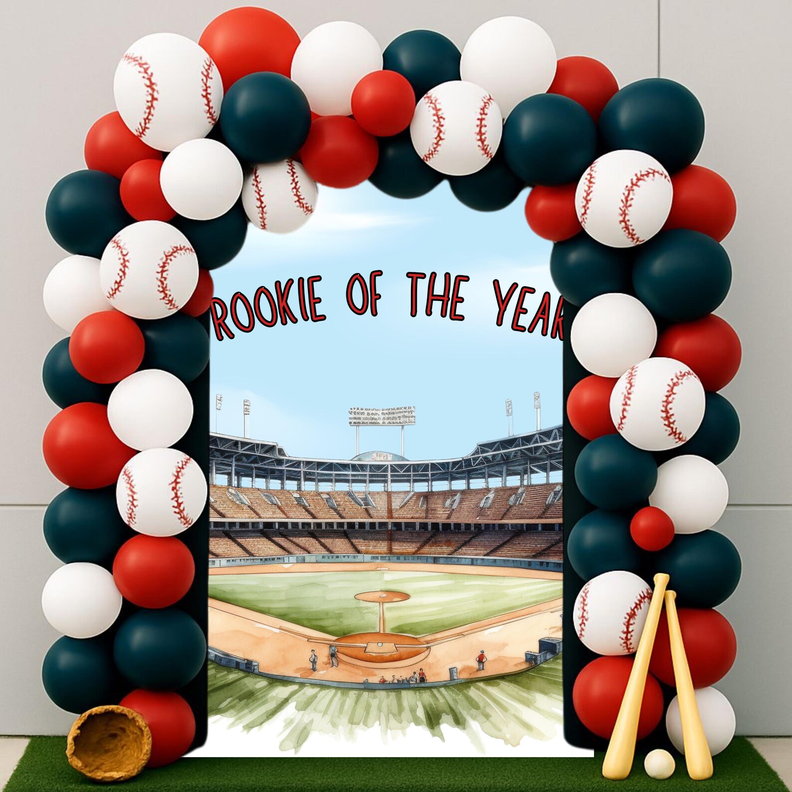 Rookie of the Year Baseball Backdrop | 1st Birthday Party Decor ...