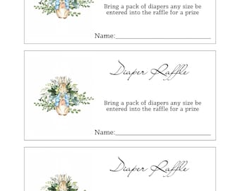 Peter Rabbit Diaper Raffle Printable Cards