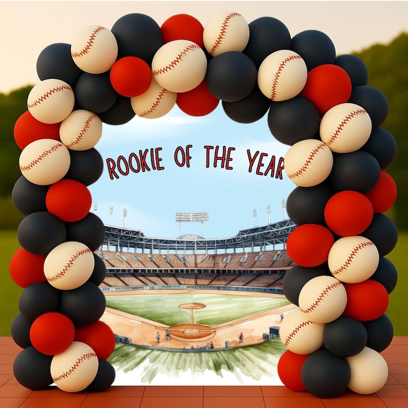 Rookie of the Year Baseball Backdrop | 1st Birthday Party Decor ...