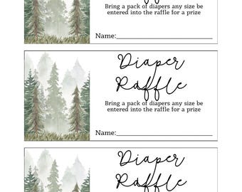 Woodland Diaper Raffle Cards