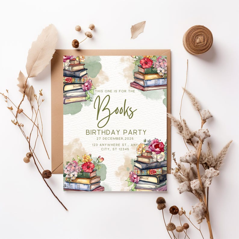 This One is for the Books Birthday Party Invitation | Editable in Canva ...