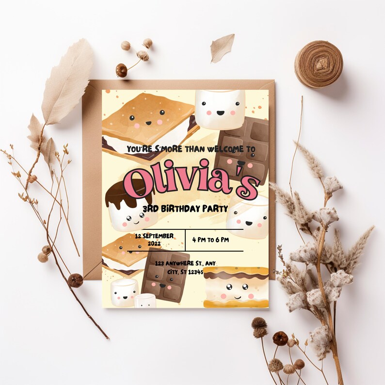 S'mores Birthday Party Invitation Editable Campfire Party Invite for a ...