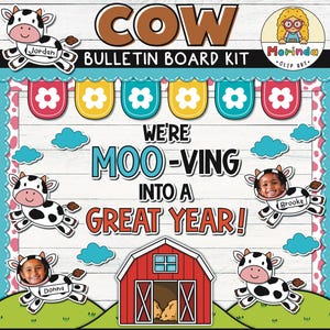 Cow Bulletin Board Printable | Back to school Bulletin Board | Farm Animal Bulletin Board | Red Barn | Classroom Door Decor | Name tags