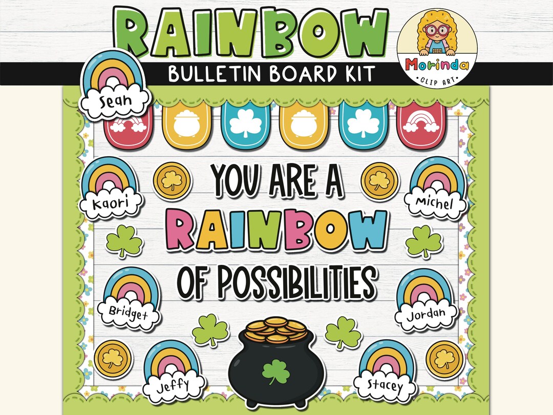 St. Patrick's Day Rainbow Bulletin Board Printable, March Spring ...