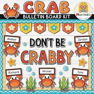 Summer Bulletin Board Printable | Back to school Bulletin Board | Crab Bulletin board | Under The Sea | Classroom Door Decor | Name tags