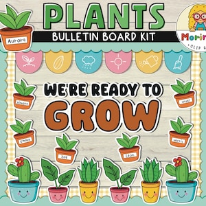 Welcome Back to school bulletin board Printable | Ready to Grow Bulletin board | Plants bulletin board | Door Classroom Decor | Name tag
