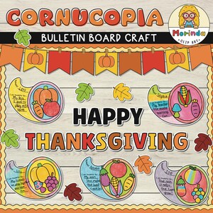 Thanksgiving Bulletin Board Craft Printable | Cornucopia | Door Classroom decor | Activity | Autumn Bulletin board | Fall Decor | coloring