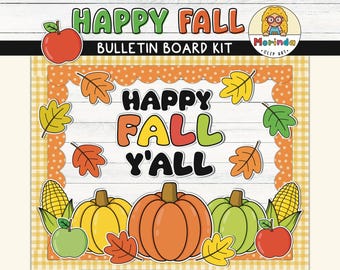 Happy Fall Y'All Bulletin Board Printable | Harvest | Pumpkin | Classroom Door decor