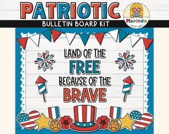 Memorial Day en 4 juli zomer bulletinboard kit afdrukbaar, deurdecoratie patriottisch klaslokaal