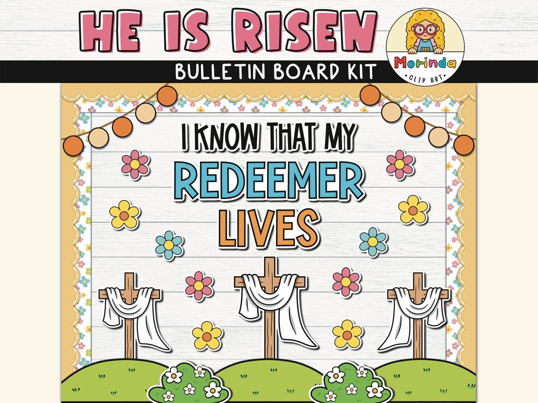 Resurrection Christian Easter Bulletin Board, He is Risen, Spring ...