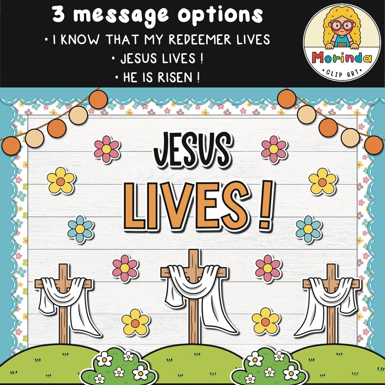 Resurrection Christian Easter Bulletin Board, He is Risen, Spring ...
