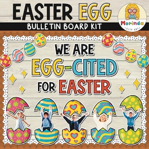 Easter Egg Bulletin Board Printable | Egg-cited | April | Spring | Activity | Classroom Door Decor