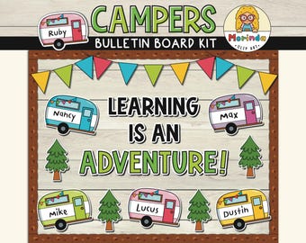 Campers Bulletin Board Printable | Camping Adventure | Summer | Classroom Door Decor | Name tags