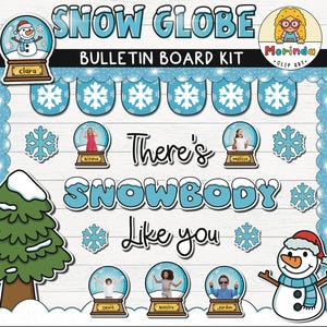 Snow Globe Bulletin Board Printable | Winter Wonderland | Christmas | Snowflake | Classroom Door Decor