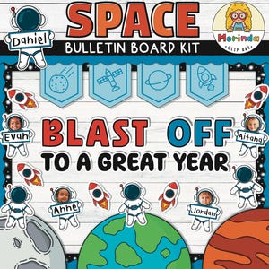 Welcome Back to school bulletin board Printable | Outer Space bulletin board | Rocket Ship | Spaceman | Classroom Door Decor | Name tags