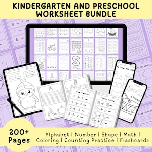 Bundle di Schede Stampabili per Kindergarten – Attività di Apprendimento & Busy Book – Download Istantaneo Educazione Prescolare