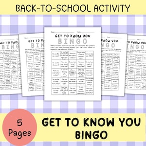 Get to Know You Bingo Mingle Bingo Icebreaker Game Bingo Find Someone Who Bingo for Classroom Back to School Activity for First Day School