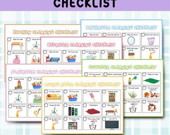Kids Clean Up Checklist, Daily Chore Checklist for Toddlers, Kids Visual Chore Checklist, Printable Cleaning Checklist, Daily Weekly Chores