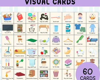 Kids Visual Chore Cards, Daily Routine Cards for Toddlers, Printable Kids Weekly Clean Up Routines, Daily Rhythm Schedule for Homeschool